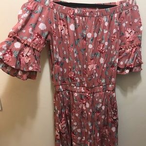Floral Off the Shoulder Romper Size Medium